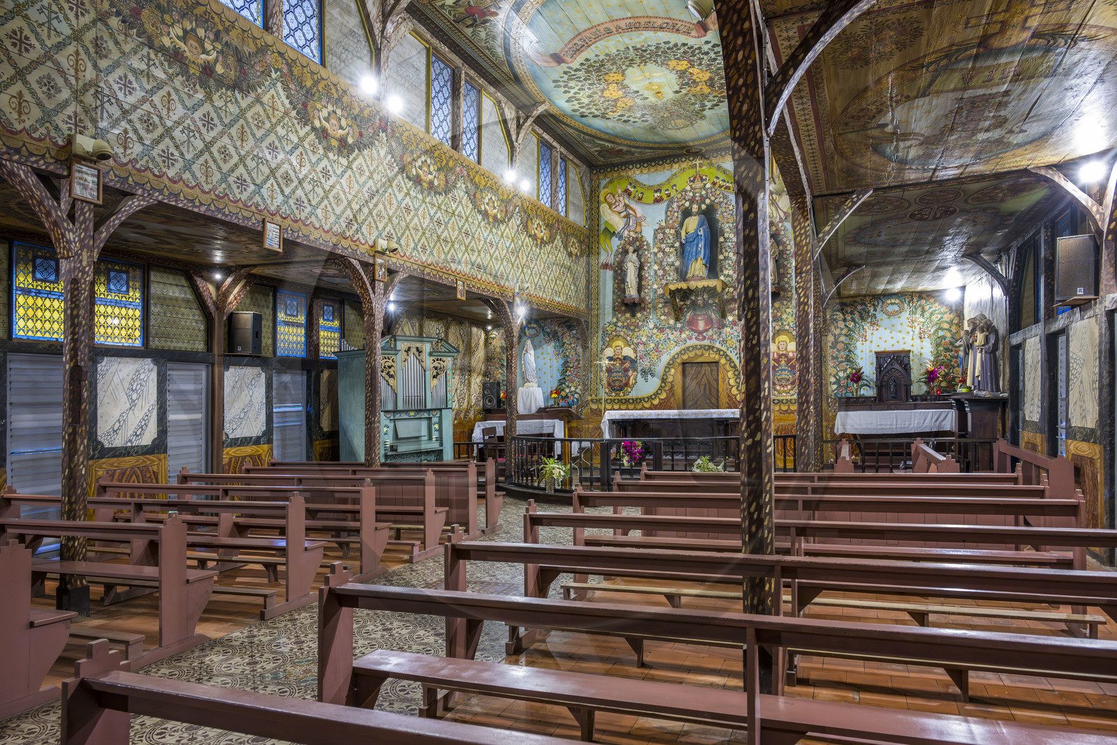 France, Guyane, Iracoubo, église Saint-Joseph d’Iracoubo entièrement décorée par le bagnard Pierre Huguet