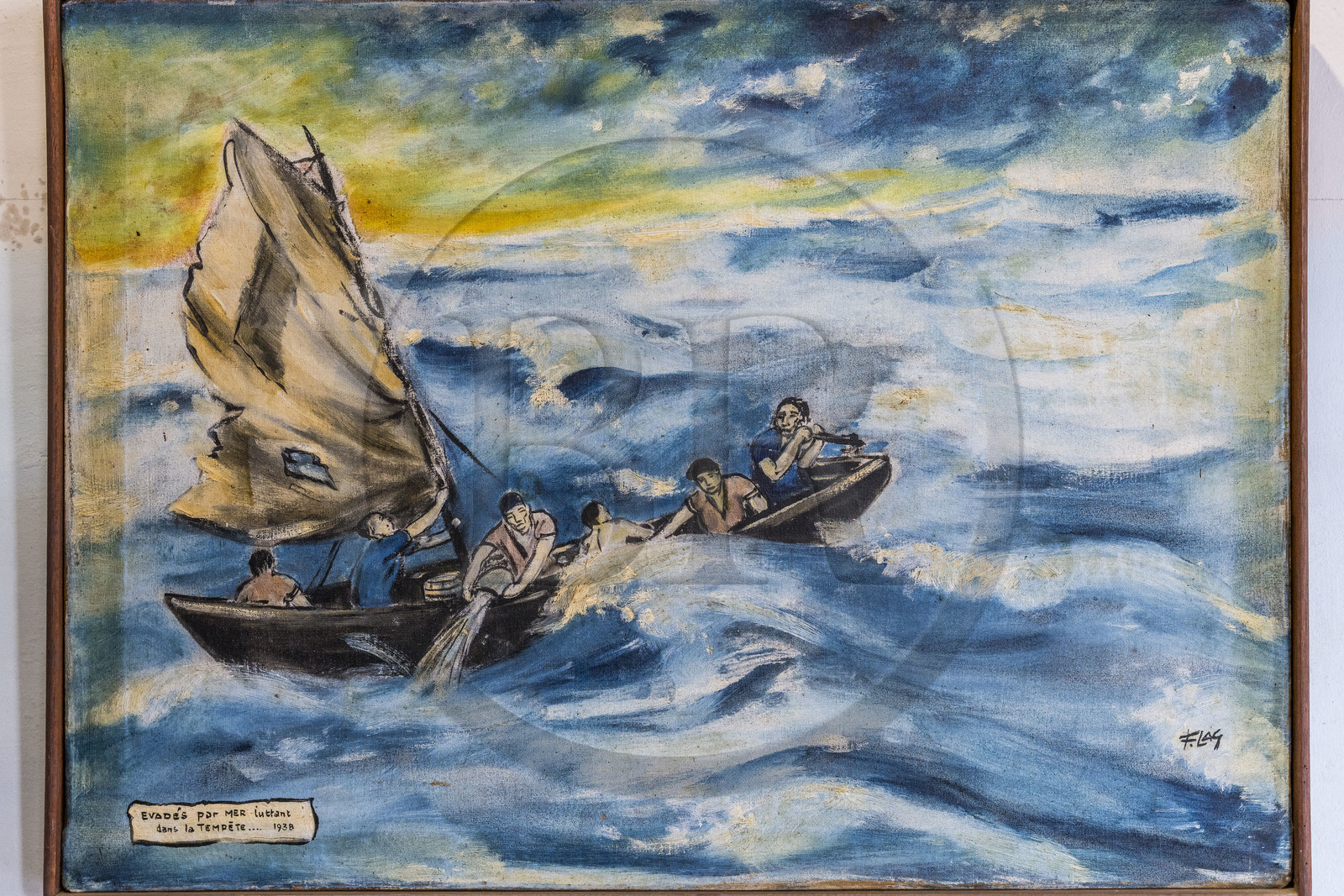 France, Guyane, Cayenne, musée départemental Alexandre-Franconie, peintures réalisées par un bagnard, Francis Lagrange dit Flag, condamné pour escroquerie et faux monnayage mais qui était aussi faussaire et artiste, elles retracent la vie (et le mort) au bagne