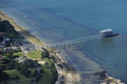 United Kingdom, England, Hampshire, Isle of Wight, Bembridge and its Life Boat Station (aerial view)