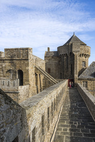 France, Ille et Vilaine, Cote d'Emeraude (Emerald Coast), Saint Malo, the castle of Saint-Malo (15th century) houses the Town Hall as well as the History Museum of the Town and the Pays Malouin, curtain wall of the original castle dating from 1146