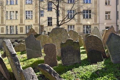 République Tchèque, Prague, centre historique classé Patrimoine Mondial de l'UNESCO, quartier juif de Josefov, cimetière juif