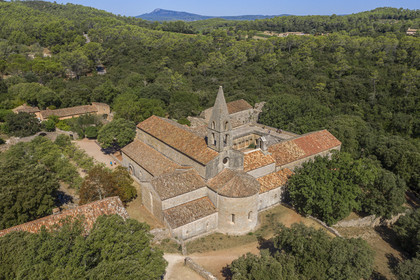 France, Var (83), Le Thoronet, 12th century Cistercian abbey (aerial view)