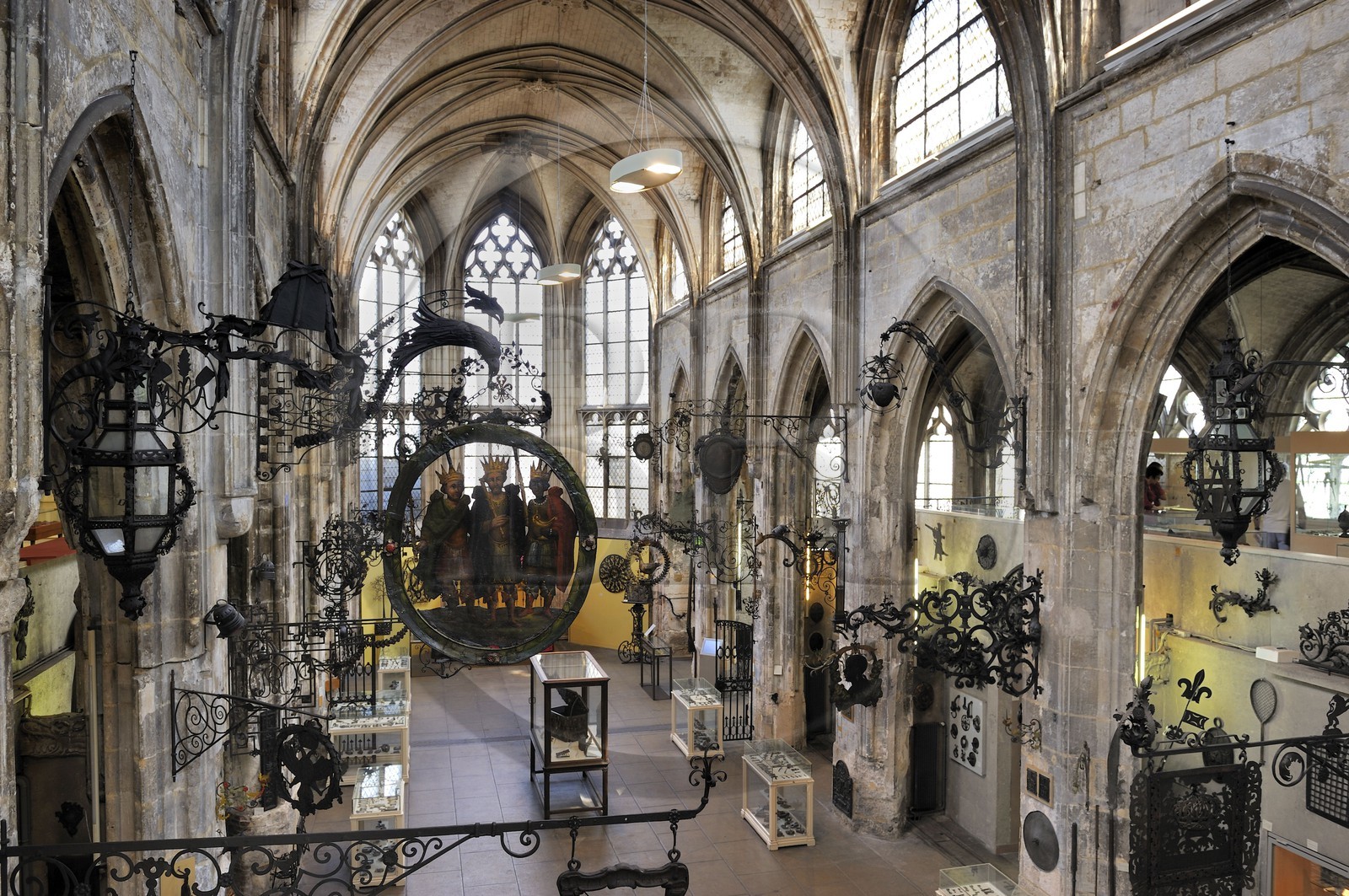 France, Seine Maritime, Rouen, Le Secq des Tournelles museum, in the nave unique collection of ironwork including signs