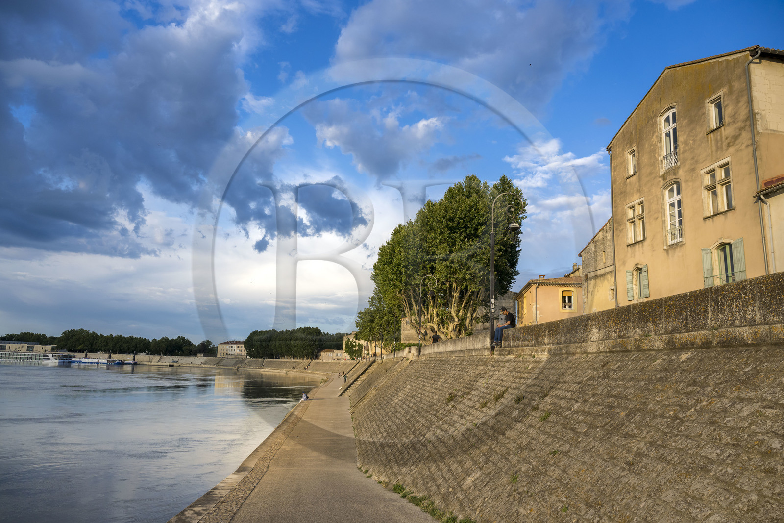 France, Bouches du Rhone, Arles, the Marx Dormoy quay on the left bank of the Rhone river