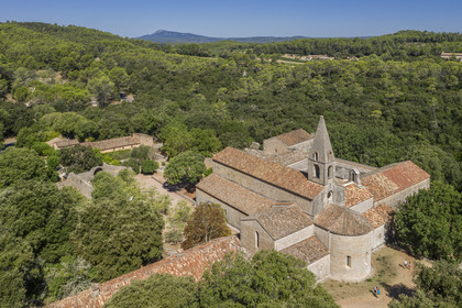 France, Var (83), Le Thoronet, 12th century Cistercian abbey (aerial view)