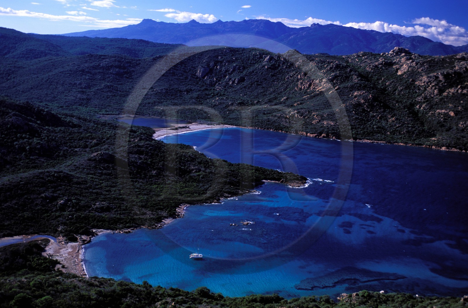 France, Corse du Sud, bay of Porto Novo south of Porto Vecchio (aerial view)