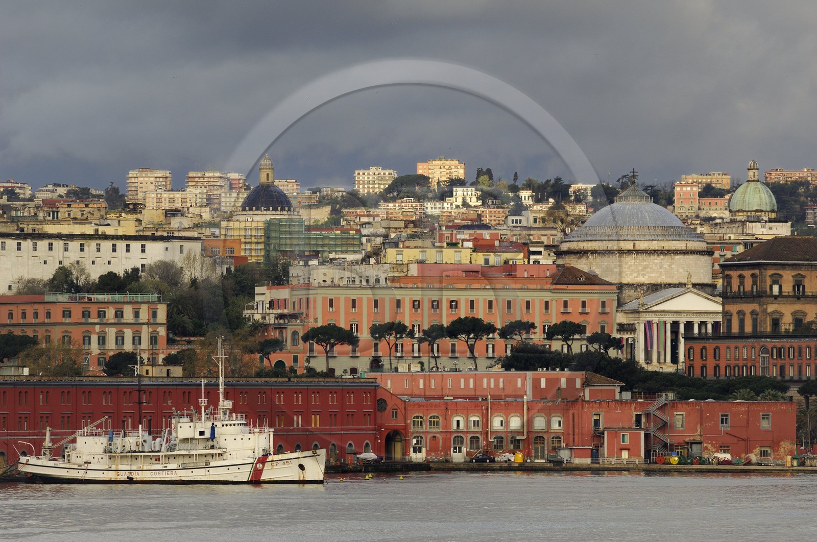 Italy, Campania, Naples, Historic center listed as World Heritage by UNESCO, San Francesco di Paola church and the harbour