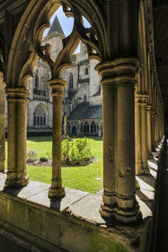 France, Côtes-d'Armor, Tréguier, Saint Tugdual Cathedral, the Flamboyant Gothic style cloister from 1461