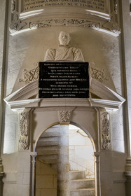 France, Gironde, Verdon sur Mer, lighthouse of Cordouan, listed as World Heritage by UNESCO, the chapel, bust of Louis de Foix, architect responsible for building the tower in 1584