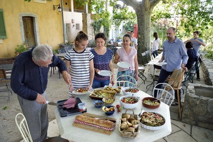 France, Var, Provence Verte (Green Provence), Bras village next to Saint Maximin, Le Peyrourier - une campagne en Provence Bed and Breakfast, friendly meal