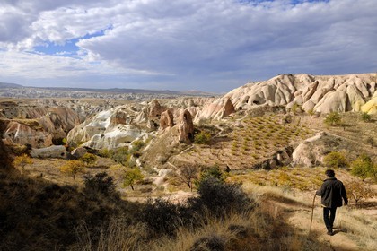 Turkey, Central Anatolia, Nevsehir Province, Cappadocia listed as World Heritage by UNESCO, Kizil Cukur (the Red Valley) and vineyards on the Western side of Ak Tepe Massif near Cavusin