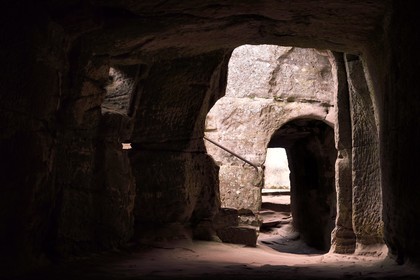 France, Bas Rhin, Northern Vosges Regional Natural Park, Lembach, Fleckenstein Castle, troglodyte room