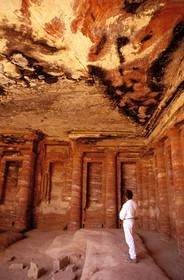 Jordan, Petra, the ceiling blackened by fires of the Bedouins
