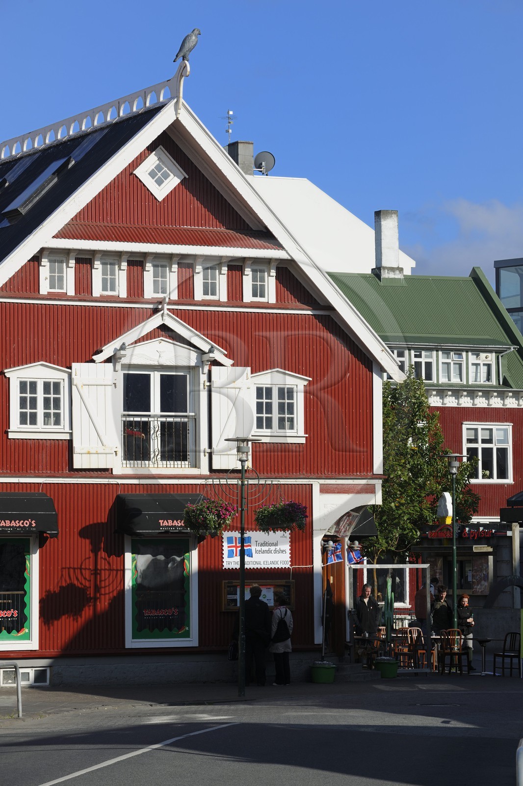Islande, Reykjavik, restaurant dans la rue Adalstraeti dans le centre ville