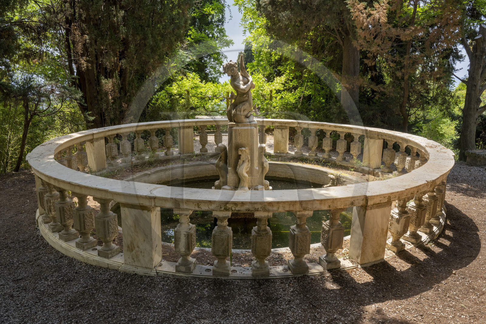 Italie, Ligurie, Province d'Imperia, Vintimille, Jardin botanique Hanbury, la fontaine de la Sirène