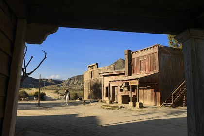 Spain, Andalusia, Almeria Province, Tabernas Desert, Fort Bravo Texas-Hollywood Amusement park where the 7 Mercenaries from John Sturges, Les Petroleuses from Christian-Jaque and A Fistful of Dollars from Sergio Leone were filmed