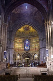 France, Bas Rhin, Strasbourg, old town listed as World Heritage by UNESCO, Notre Dame Cathedral, the nave and the Romanesque choir
