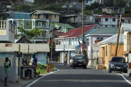 Caribbean, Dominica Island, village of Mero main street on the west coast
