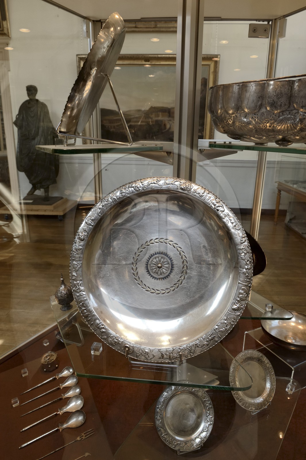 France, Isère (38), Vienne, Musée des Beaux-Arts et d'Archéologie situé au premier étage de l'ancienne halle à grains, Trésor d'argent datant du IIIème-IVème siècle et issu des fouilles de la place Camille-Jouffray
