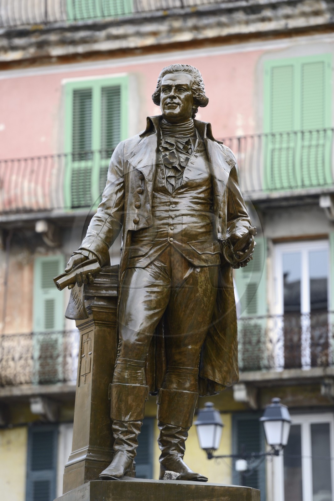 France, Haute-Corse (2B), Corte, statue en bronze de Pascal Paoli, père de la Patrie, qui écrivit la Constitution corse en 1755