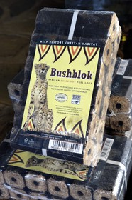 Namibia, Otjiwarongo, Cheetah Conservation Fund, research and education centre, CCF BUSH Pty Ltd manufactures wood fuel briquettes as a pilot project to explore a strategy to improve habitat for cheetah by removal of thickened bush, Bushblock