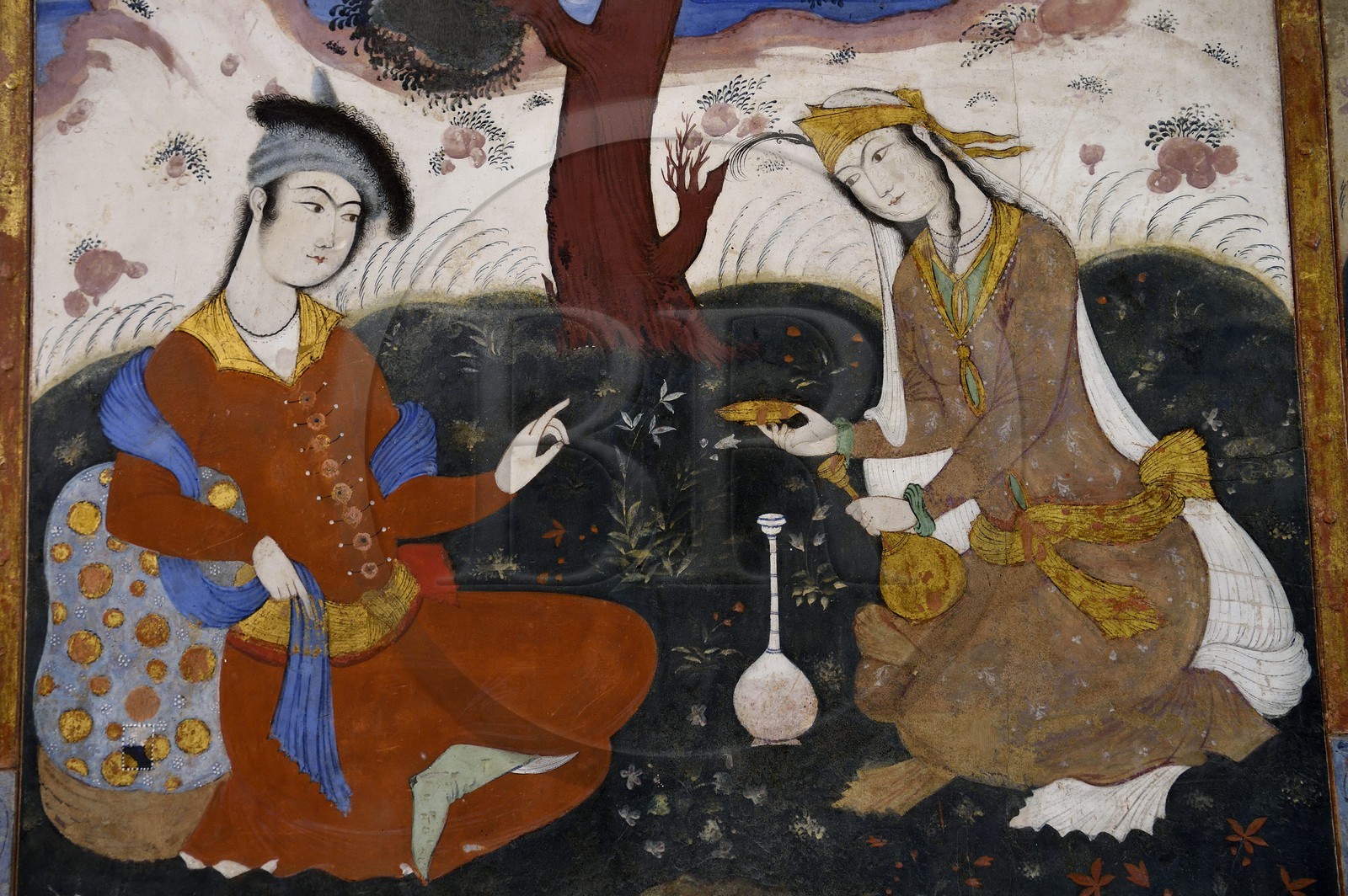 Iran, province d'Ispahan, Ispahan, le palais Chehel Sotoun (des 40 colonnes), classé Patrimoine Mondial de l'UNESCO, la salle de banquet, peinture du XVIIe siècle Iran, province d'Ispahan, Ispahan, le palais Chehel Sotoun (des 40 colonnes), classé Patrimoine Mondial de l'UNESCO, la salle de banquet, peinture du XVIIe siècle