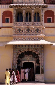 India, Rajasthan State, Jaipur, the City Palace, one of the door opening to the courtyard of Pritam Chowk