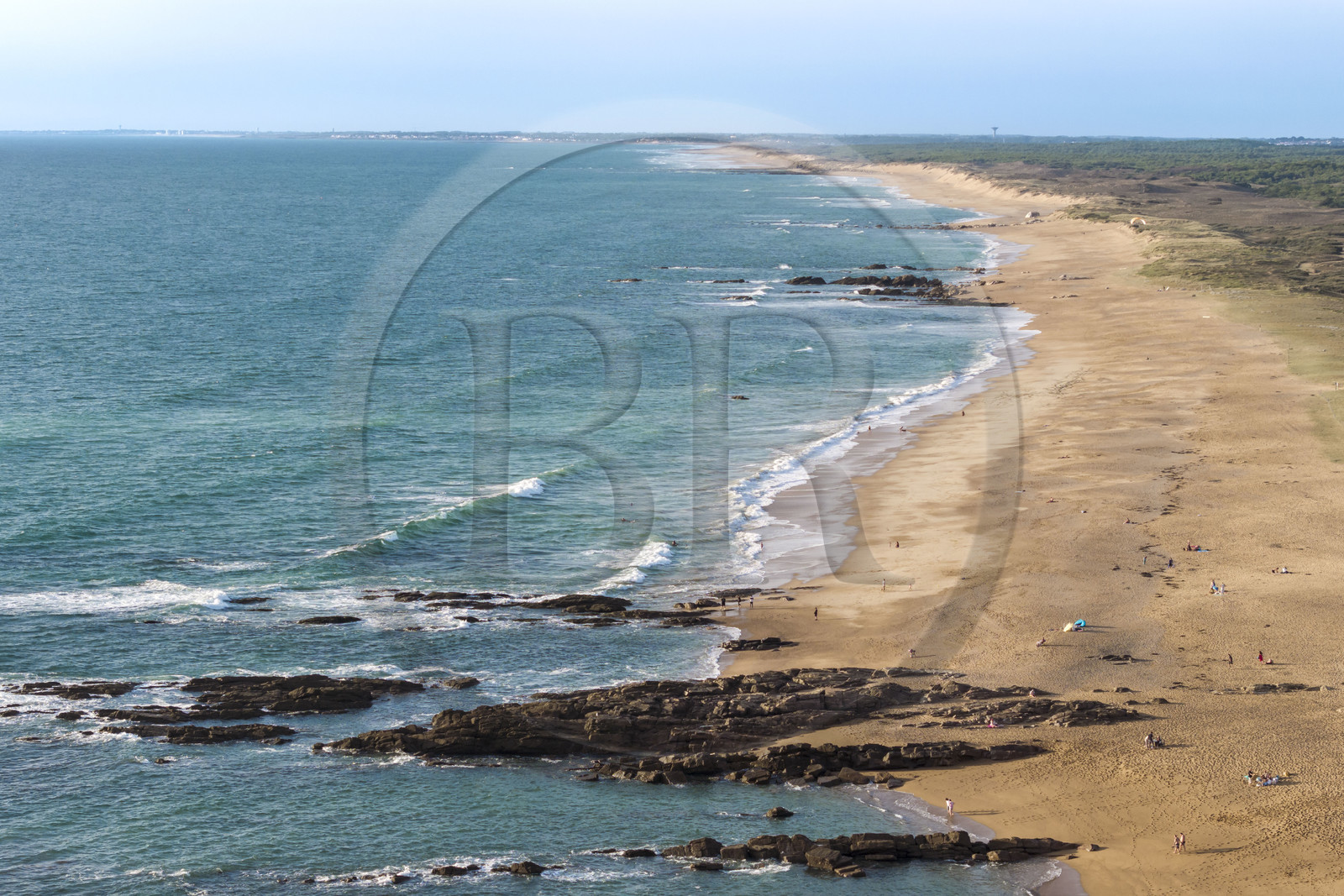 France, Vendee, Les Sables d'Olonne, Sauveterre beach in Olonne sur Mer (aerial view)