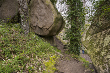 France, Côtes-d'Armor (22), Côte de Granit Rose, Trégastel, vallée des Grands Traouiero, sentier de randonnée évoluant dans le chaos de gros rochers granitiques