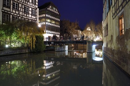 France, Bas Rhin, Strasbourg, old town listed as World Heritage by UNESCO, Petite France District, the Pont du Faisan swing bridge on the Ill river