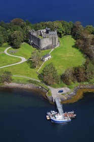 United Kingdom, Scotland, Highland, Oban, Dunollie Castle of Clan MacDougall (aerial view)