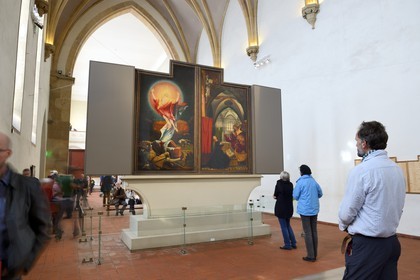 France, Haut Rhin, Colmar, Unterlinden Museum, Issenheim altarpiece credited to Grünewald, first opening representing the completion of the new law, panels of the Resurrection and of the Annunciation