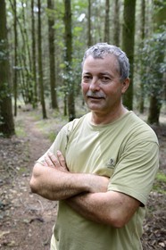 France, Morbihan, Coeby forest, archaeologist Philippe Gouezin