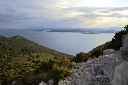 Croatia, Dalmatia, Dalmatian Coast, Ugljan Island, Preko area, view from the ruins of the castle Saint Michel