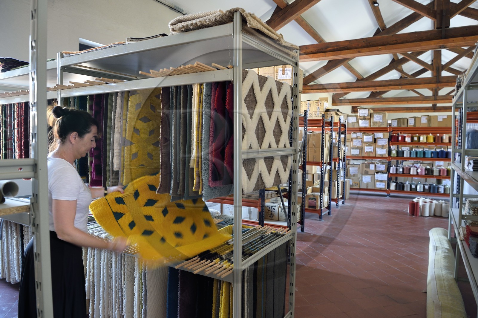 France, Var, Presqu'ile de Saint Tropez, Cogolin, the Manufacture Cogolin has been manufacturing rugs since 1924, archiving the collection of samples