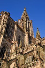 France, Bas Rhin, Strasbourg, old town listed as World Heritage by UNESCO, Notre Dame Cathedral, flying buttresses of the southern facade