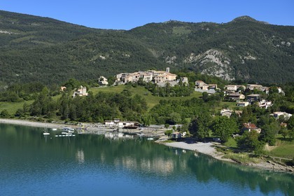 France, Alpes de Haute Provence, Parc Naturel Régional du Verdon, the Lake of Castillon created by the Verdon river at the village of Saint Julien du Verdon