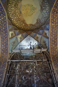 Iran, Isfahan Province, Isfahan, Chehel-sotoon ( Forty Columns) Palace, listed as World Heritage by UNESCO, the banquet hall decorate of large historical paintings exalting the warlike courage or magnanimity of the various great rulers of the Safavid dynasty