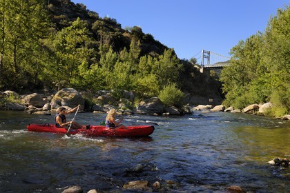 France, Herault, Orb valley, kayaking the river Orb at the moulin de Travassac next to Mons la Trivalle