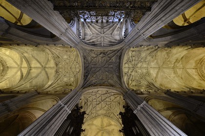 Espagne, Andalousie, Séville, la cathédrale, classé Patrimoine Mondial de l'UNESCO, la voute