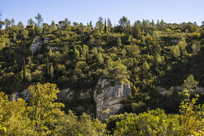 France, Gard, Uzès, Eure valley where passes the aqueduct of more than 52 km in length which brought water from the Fontaine d'Eure at the foot of Uzès to Nimes