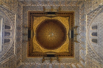 Espagne, Andalousie, Séville, Alcazar de Séville (Reales Alcazares de Sevilla), classé Patrimoine Mondial de l'UNESCO, Salon des Ambassadeurs (Salon de Embajadores)