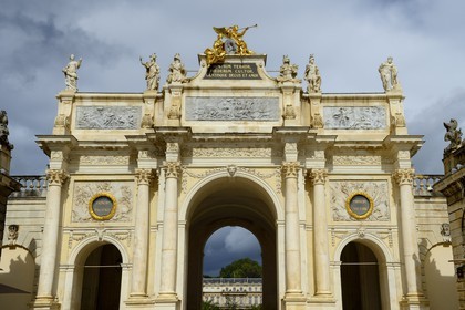 France, Meurthe-et-Moselle, Nancy, Place Stanislas (former Place Royale) built by Stanislas Leszczynski in the 18th century, listed as World Heritage by UNESCO, Triumph Arch (Here Gate)