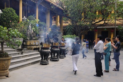 Vietnam, Hanoï, pagode des Ambassadeurs (Chua Quan Su) siège officiel de bouddhisme à Hanoï