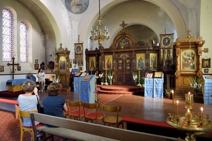 France, Pyrénées-Atlantiques (64), Pays-Basque, Biarritz, l'église orthodoxe de la Protection de la Mère de Dieu et de Saint Alexandre de la Néva construite en 1892 sur le domaine impérial