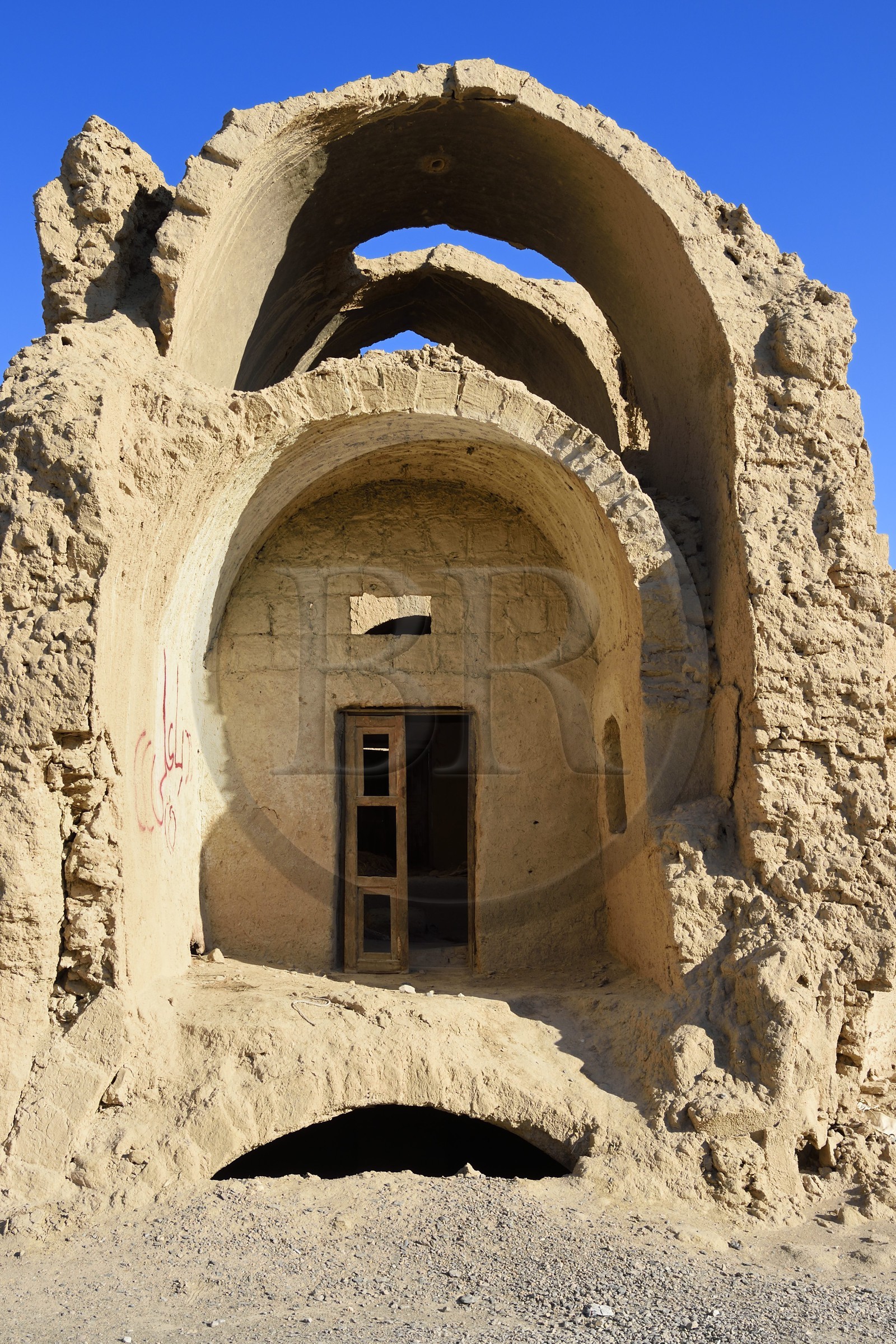 Iran, Province d'Ispahan, désert du Dasht-e Kavir, région de Khur et Biabanak, Bayazeh, ruine d'une maison dans la vieille ville