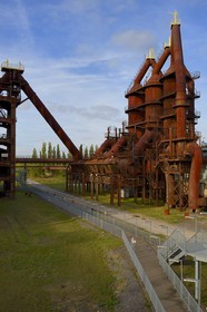 France, Moselle, Fensch Valley, Uckange steel mill, Blast furnace U4 park, building of the gas cleaning