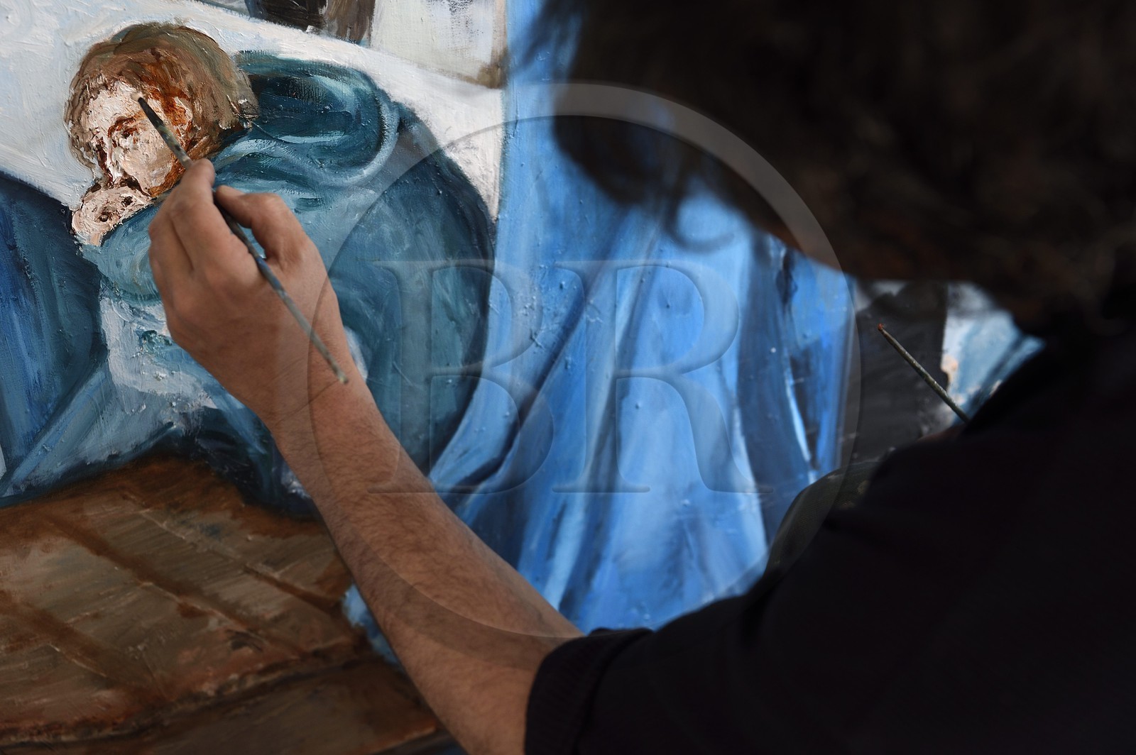 France, Val-de-Marne (94), Yvry-sur-Seine, Atelier de Fred Kleinberg, travail pour l'exposition Odyssée