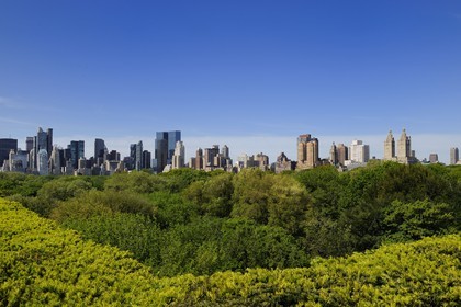 United States, New York, Manhattan, East Side, Midtown buildings and Central Park seen from the terrace of the Metropolitan Museum of Art (MET)