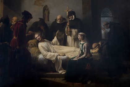 France, Morbihan, Gulf of Morbihan (Golfe du Morbihan), Vannes, Saint Pierre cathedral, painting depicting the death of St. Vincent Ferrer in Vannes